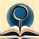 Icono de una lupa sobre un libro antiguo, Curaduría Experta